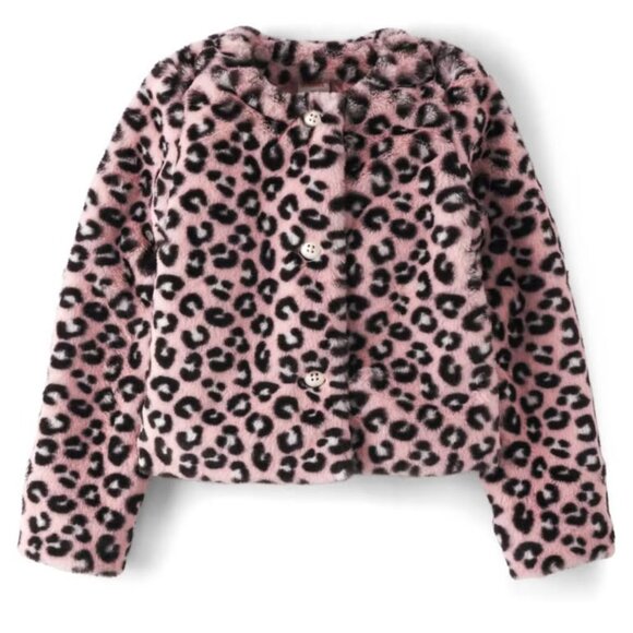 Gymboree Girls Leopard Faux Fur Coat - Picture 1 of 5